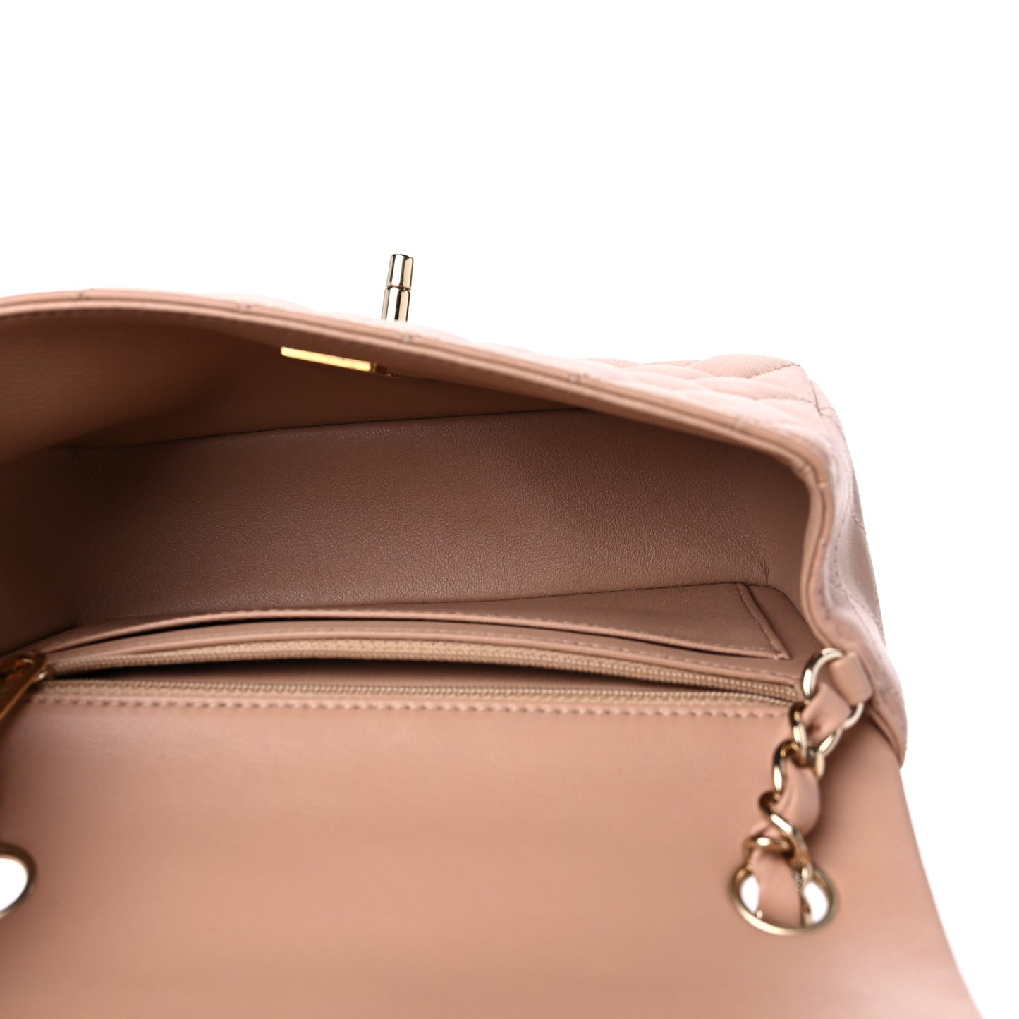 Lambskin Quilted Mini Rectangular Flap Beige
