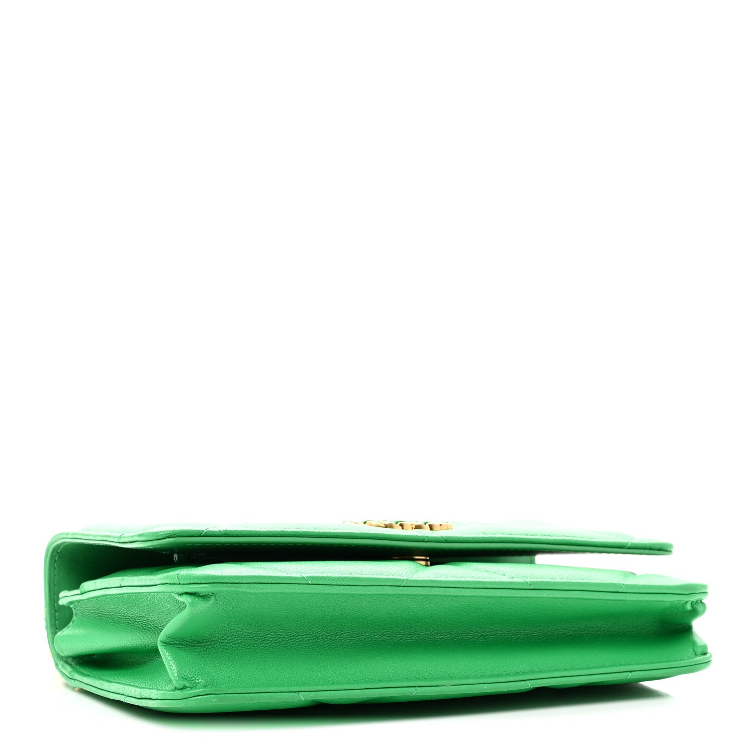 Chanel Shiny Goatskin Quilted Chanel 19 Wallet On Chain WOC Green 4 of 12