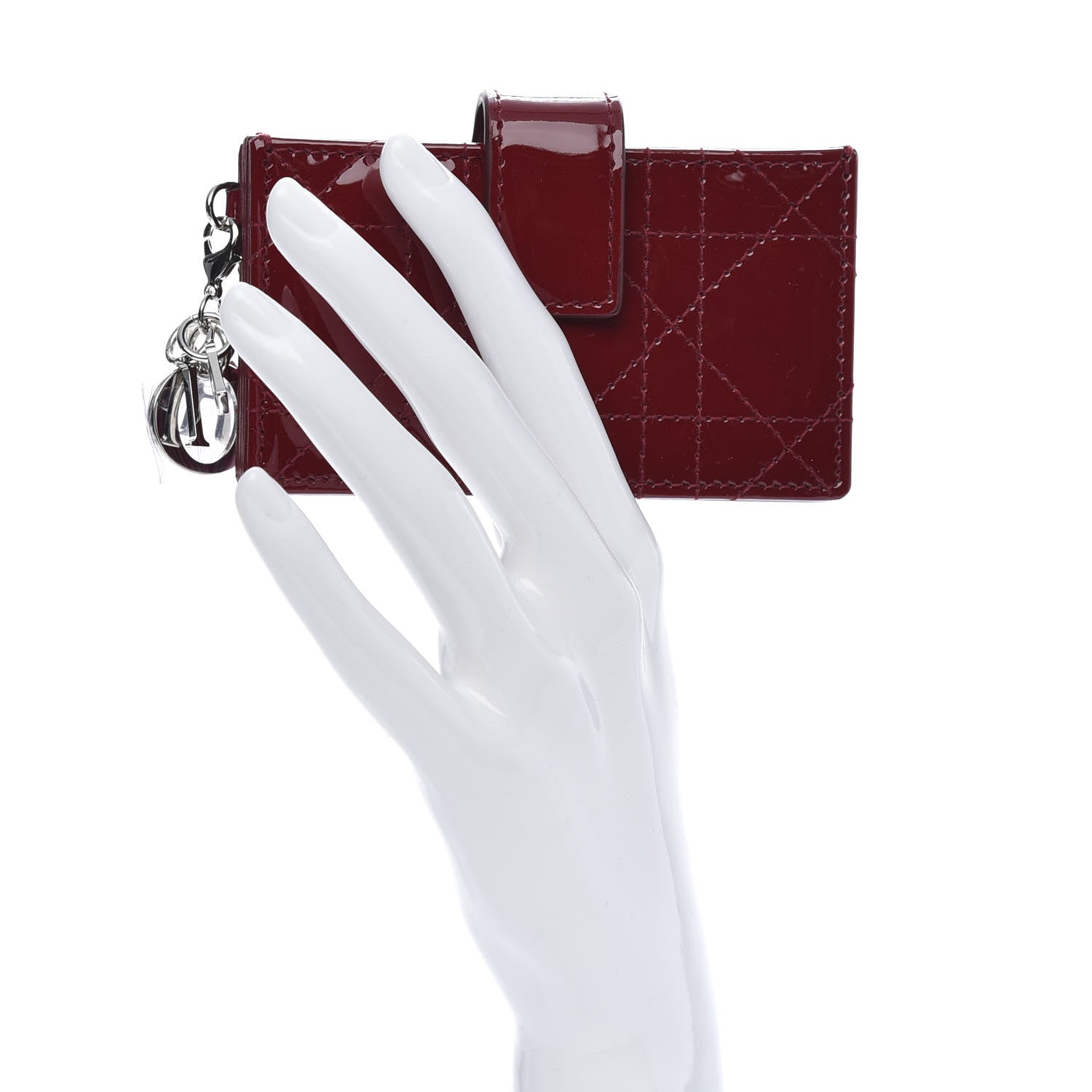 Christian Dior Patent Cannage Lady Dior 5-Gusset Card Holder Scarlet 2 of 7