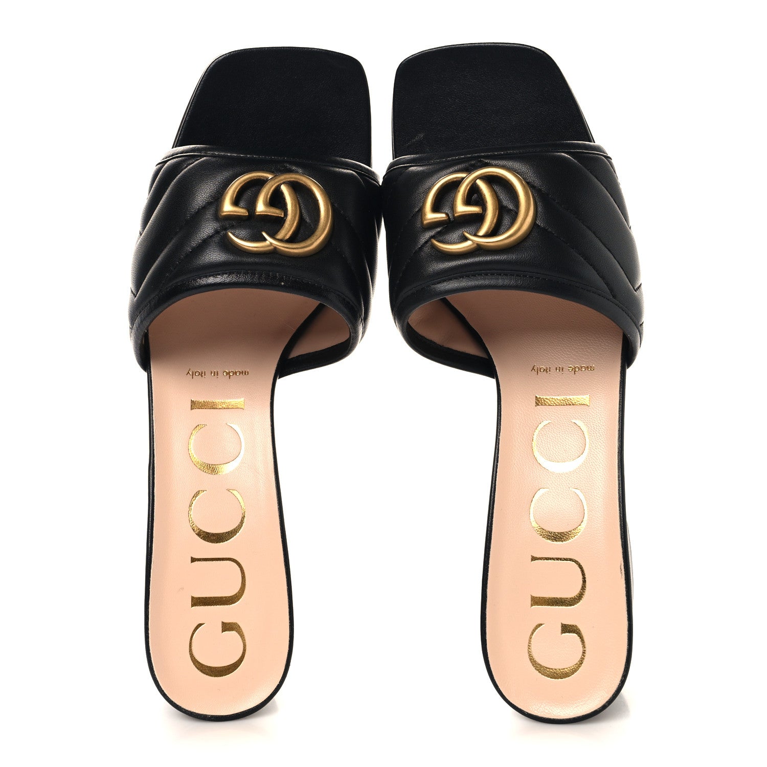 Gucci Nappa Matelasse GG Marmont 55mm Slide Sandals 37.5 Black 2 of 10