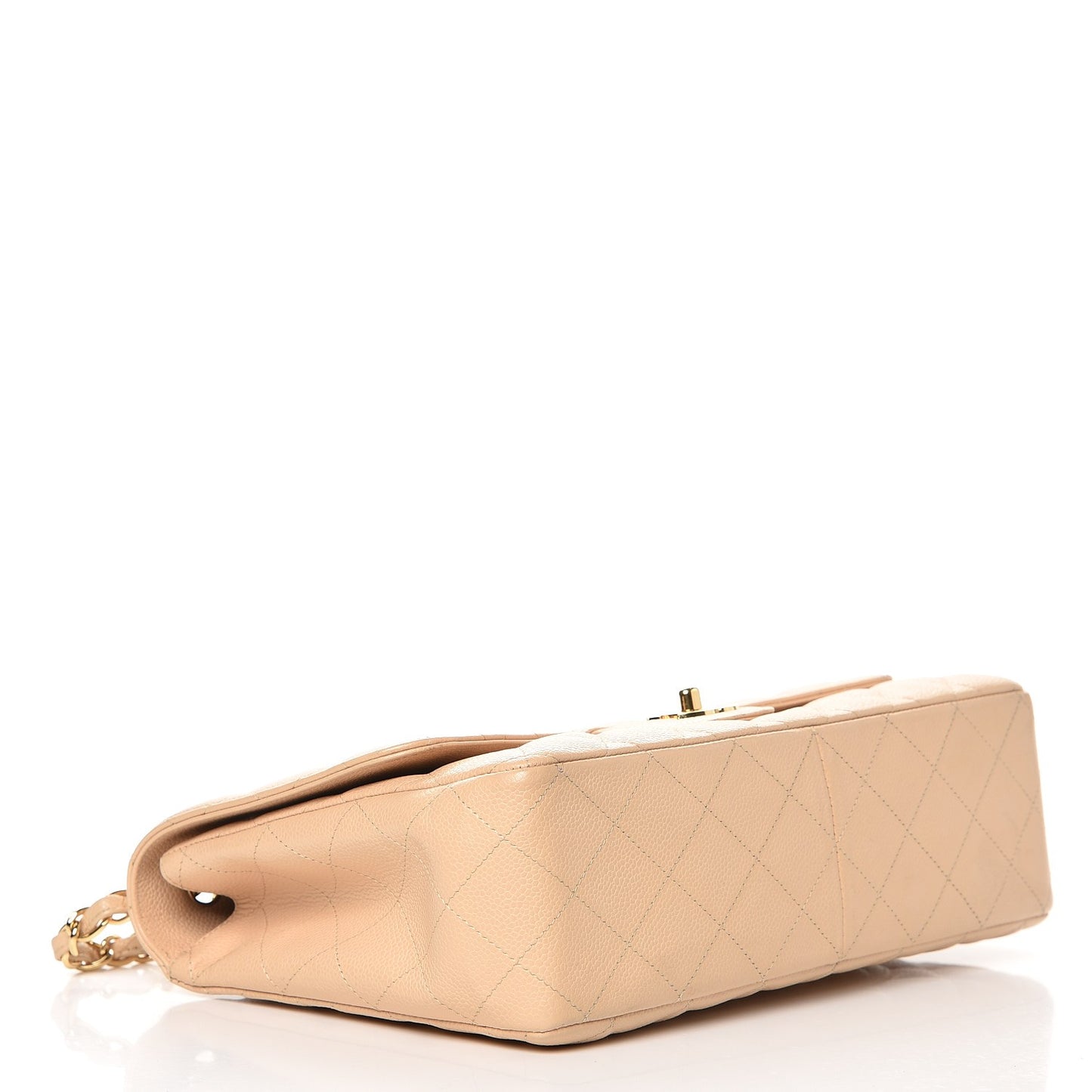 Caviar Quilted Jumbo Single Flap Beige Clair