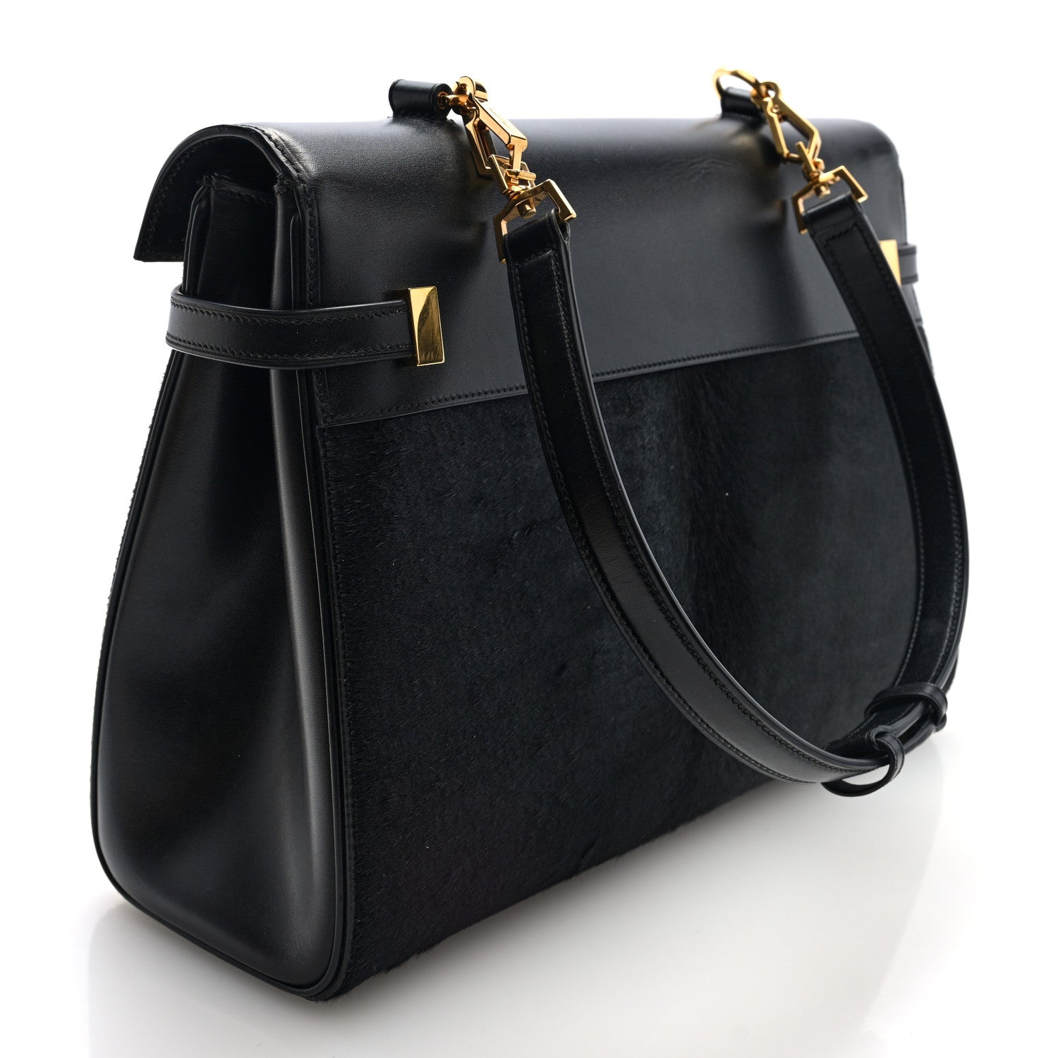 Saint Laurent Pony Hair Calfskin Manhattan Top Handle Black 3 of 9