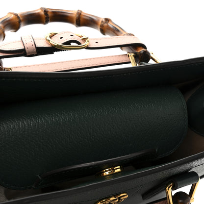 Gucci Textured Dollar Calfskin Web Small Diana Tote Bag Vintage Green Powder Pink 12 of 12