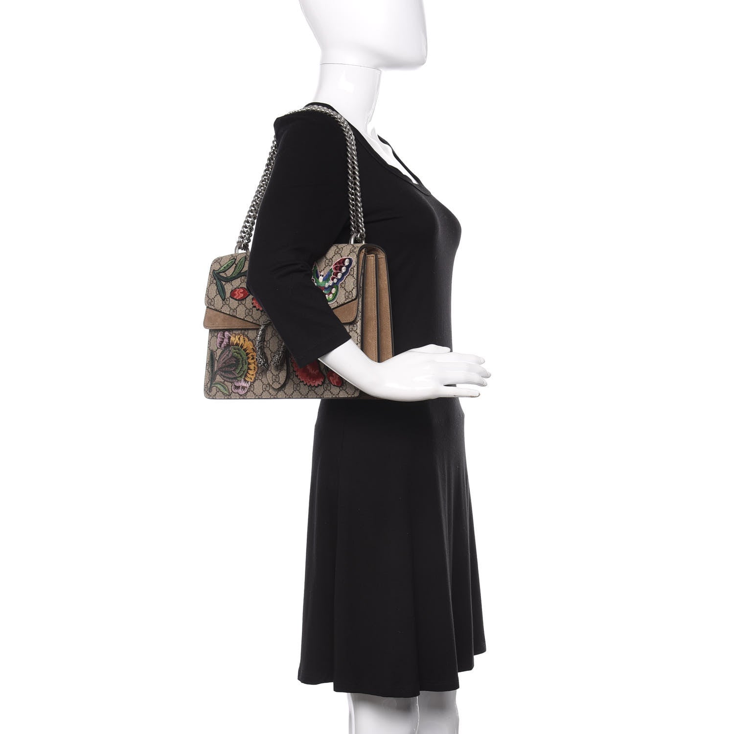 Gucci GG Supreme Monogram Embroidered Medium Dionysus Shoulder Bag Beige 2 of 10