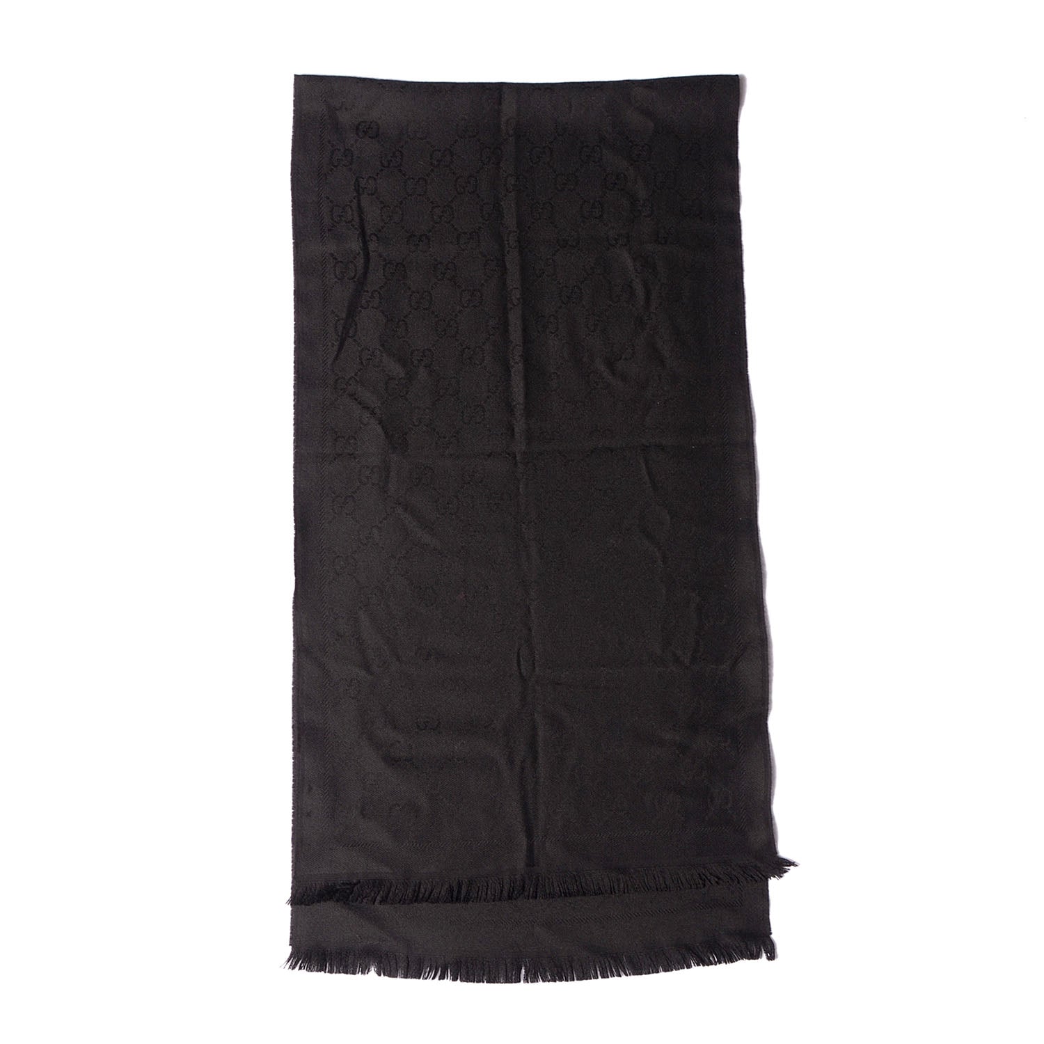 Gucci Wool GG Jacquard Pattern Knit Scarf Black 3 of 6