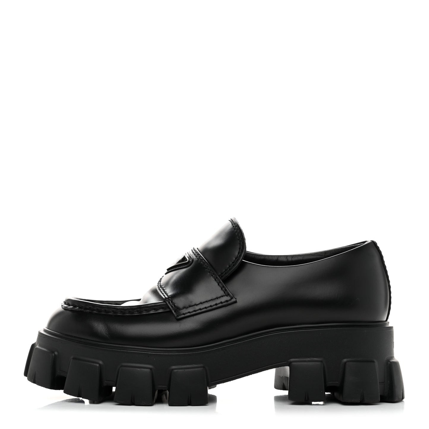Spazzolato Rois Metal Triangle Logo Mens Monolith 60mm Loafers 6 Black