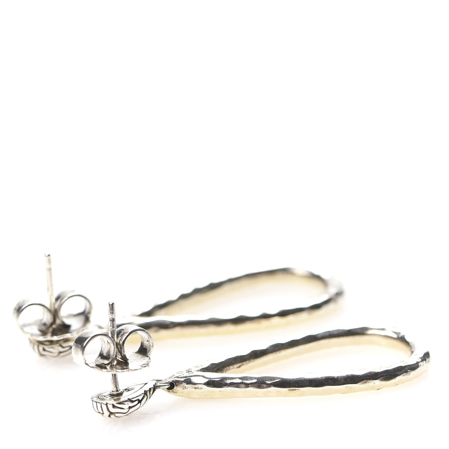 Sterling Silver 18K Yellow Gold Hammered Drop Earrings