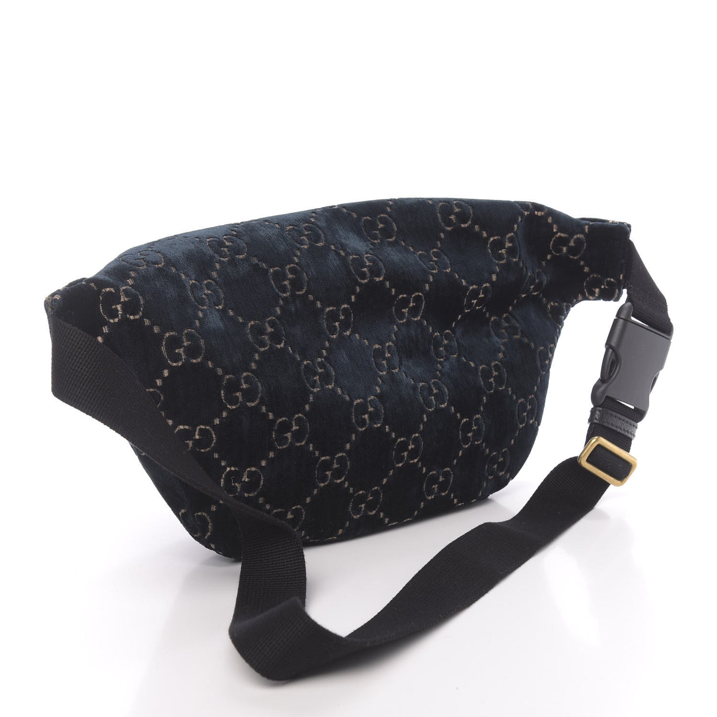 Velvet GG Monogram Web Belt Bag Blue Beige