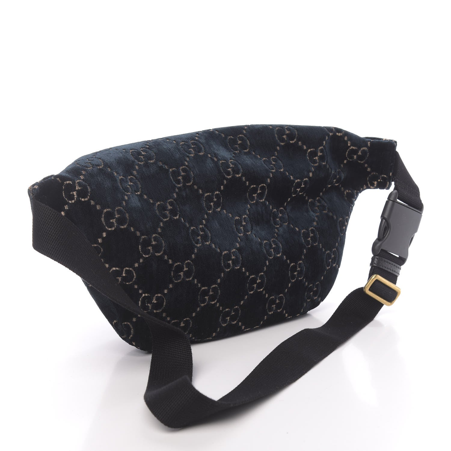 Gucci Velvet GG Monogram Web Belt Bag Blue Beige 3 of 10
