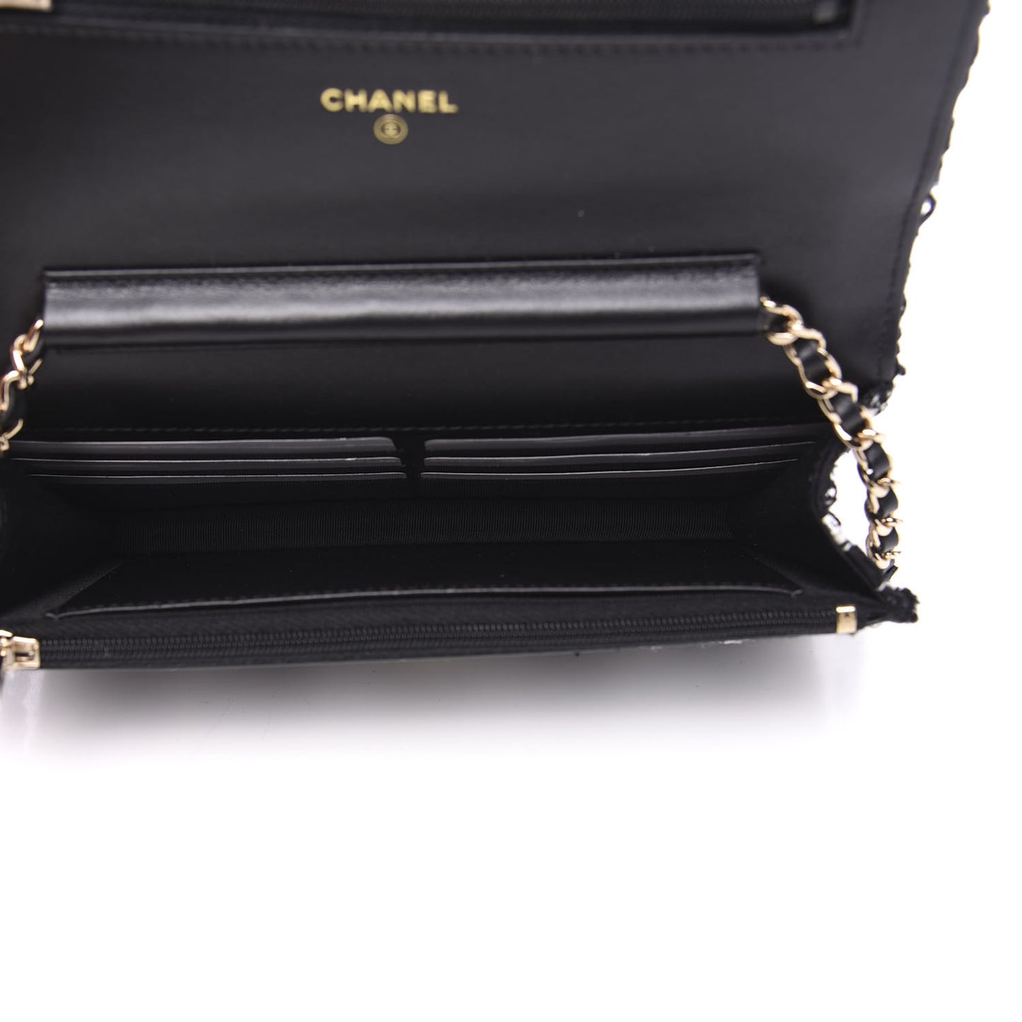 Tweed Quilted Wallet On Chain WOC Black Ecru White