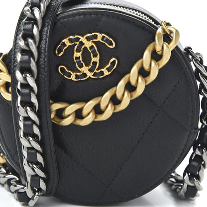 Chanel Goatskin Quilted 19 Round Clutch With Chain Black 10 of 10