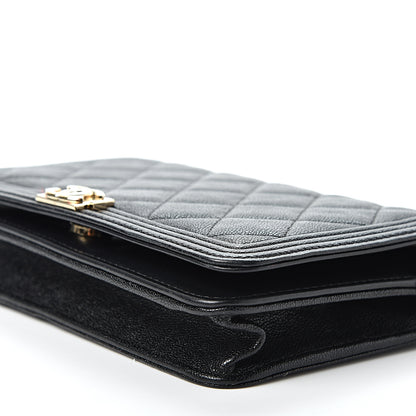 Chanel Caviar Quilted Boy Wallet On Chain WOC Black 10 of 11