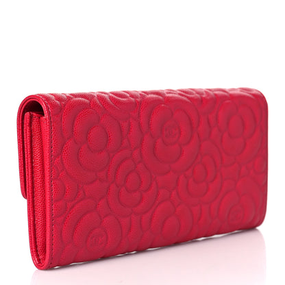 Chanel Caviar Camellia Embossed Flap Wallet Fuschia 3 of 10