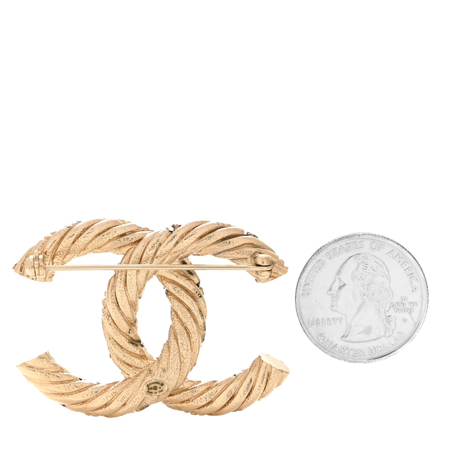 Chanel Crystal Twisted CC Brooch Light Gold 2 of 4