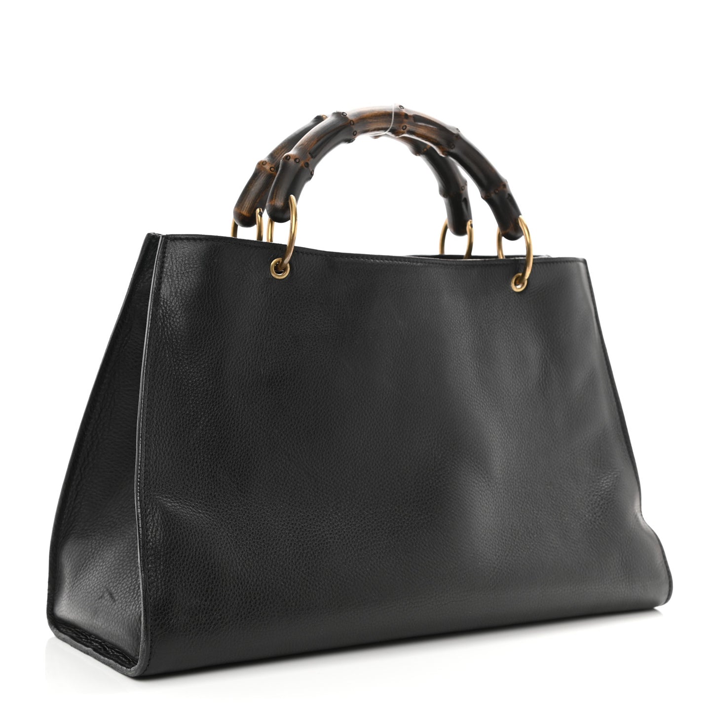 Calfskin Bamboo Handle Tote Black