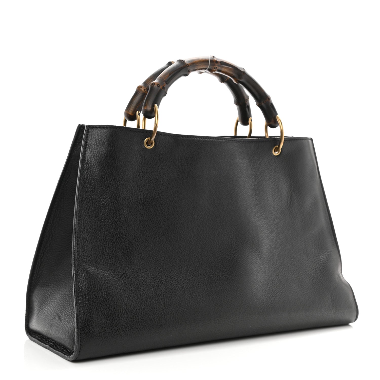 Gucci Calfskin Bamboo Handle Tote Black 3 of 13