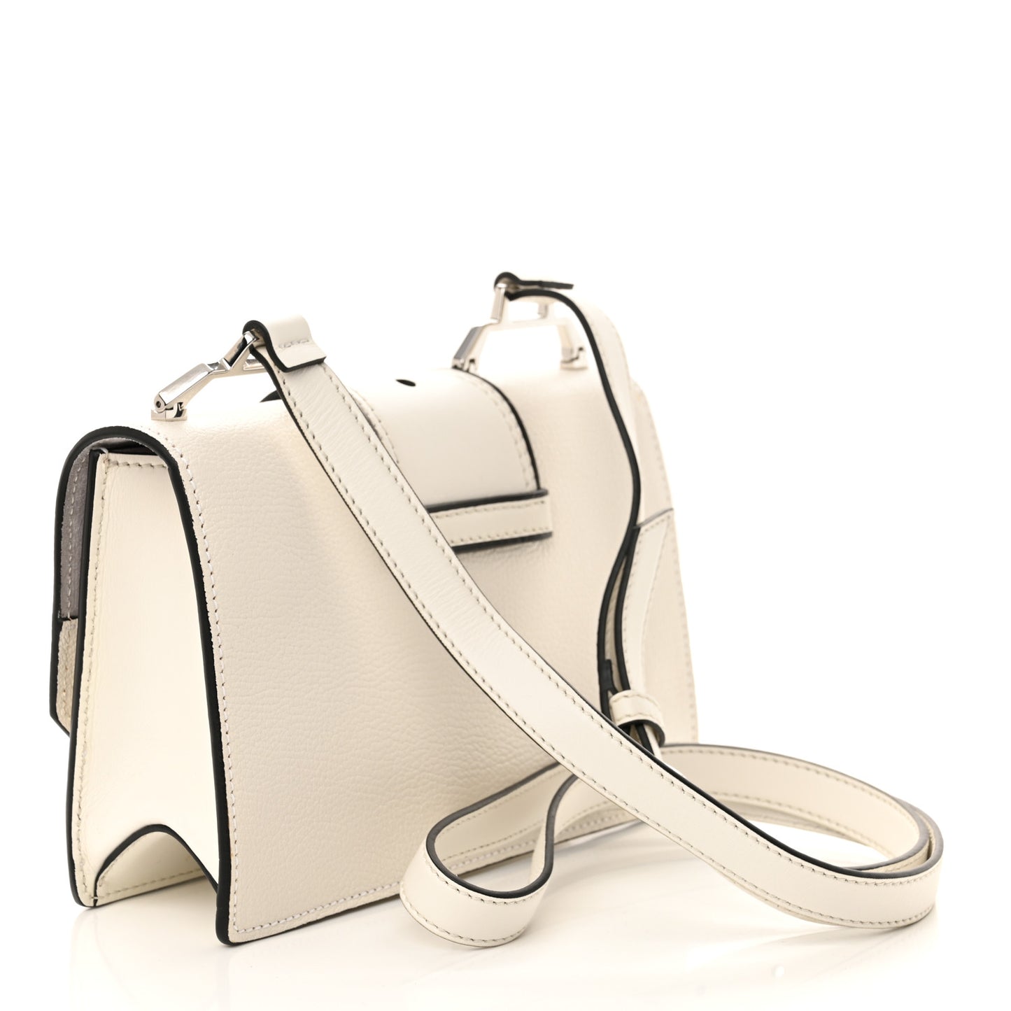 Goatskin Madras Soft Calf Crystal Embellished Shoulder Bag Bianco