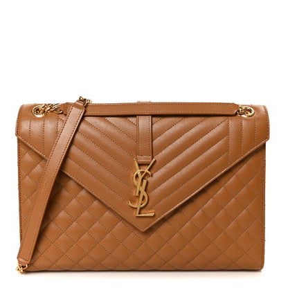 Saint Laurent Grain De Poudre Textured Mixed Matelasse Triquilt Large Monogram Satchel Naturel 1 of 11