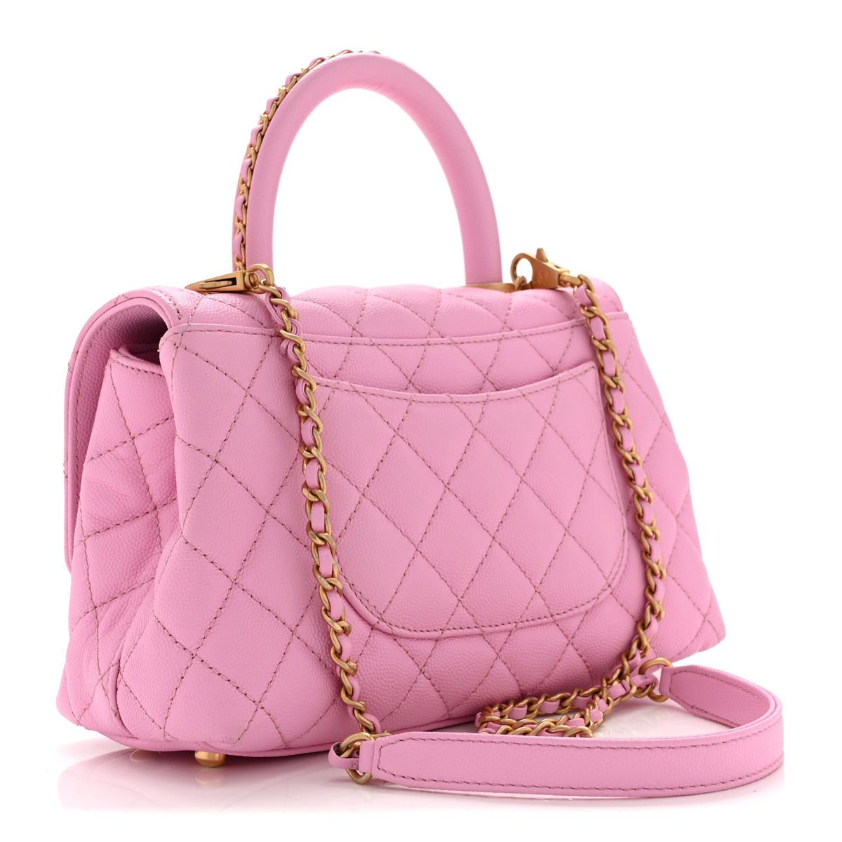 Chanel Caviar Quilted Mini Coco Chain Handle Flap Pink 3 of 10