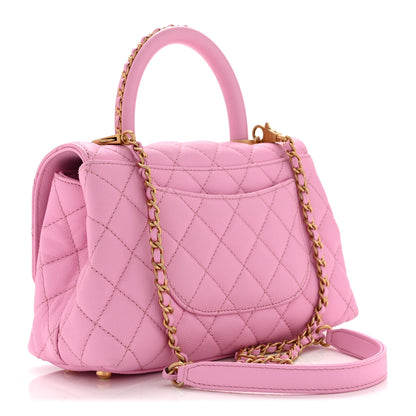 Chanel Caviar Quilted Mini Coco Chain Handle Flap Pink 3 of 10