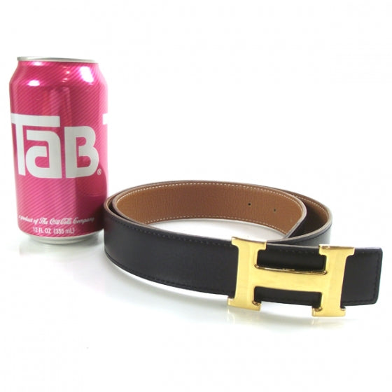 Leather Reversible Constance H Belt 80 Black/Gold