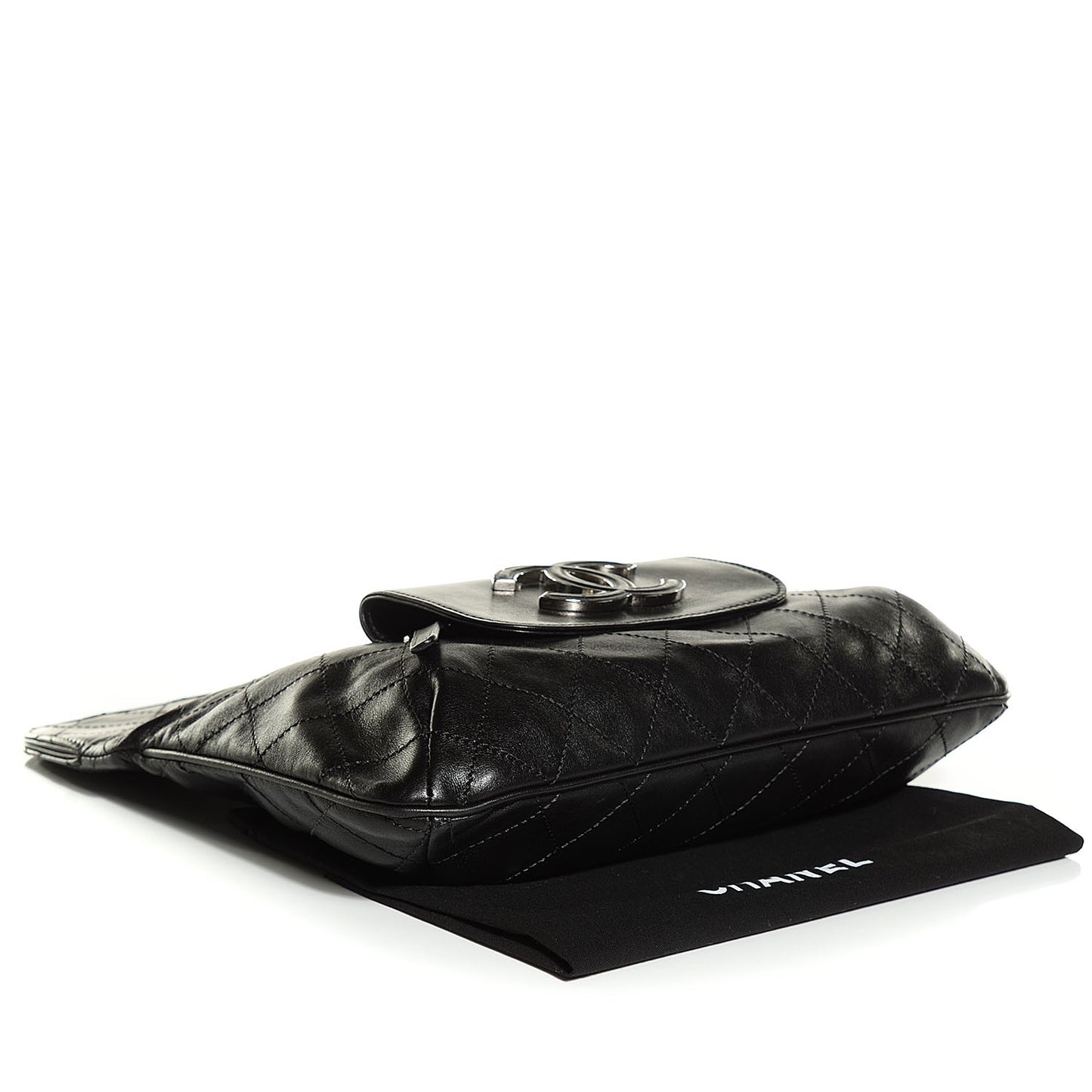 Lambskin Diamond Stitch Convertible Clutch Black