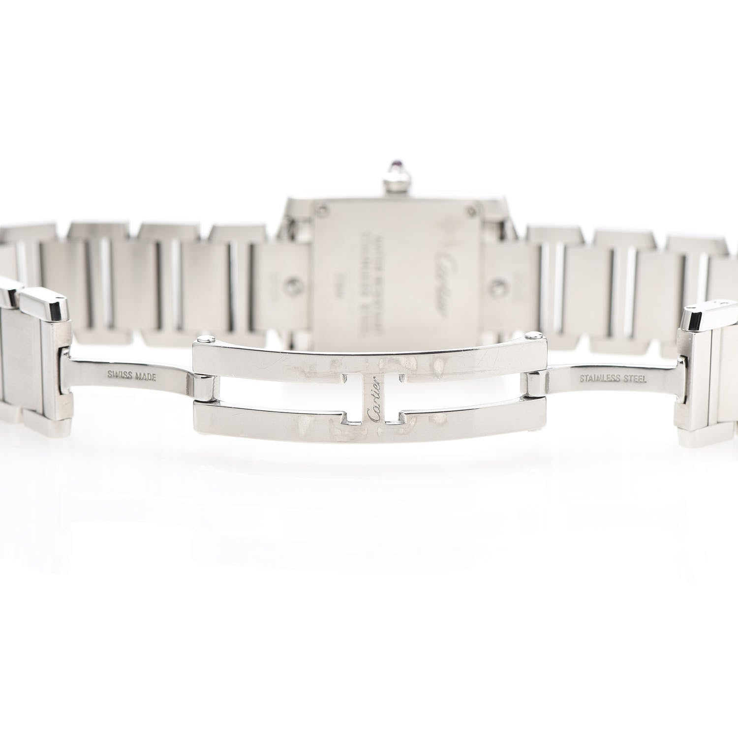 Cartier Stainless Steel Pink Mother of Pearl 20mm Tank Francaise Quartz Watch 6 of 9