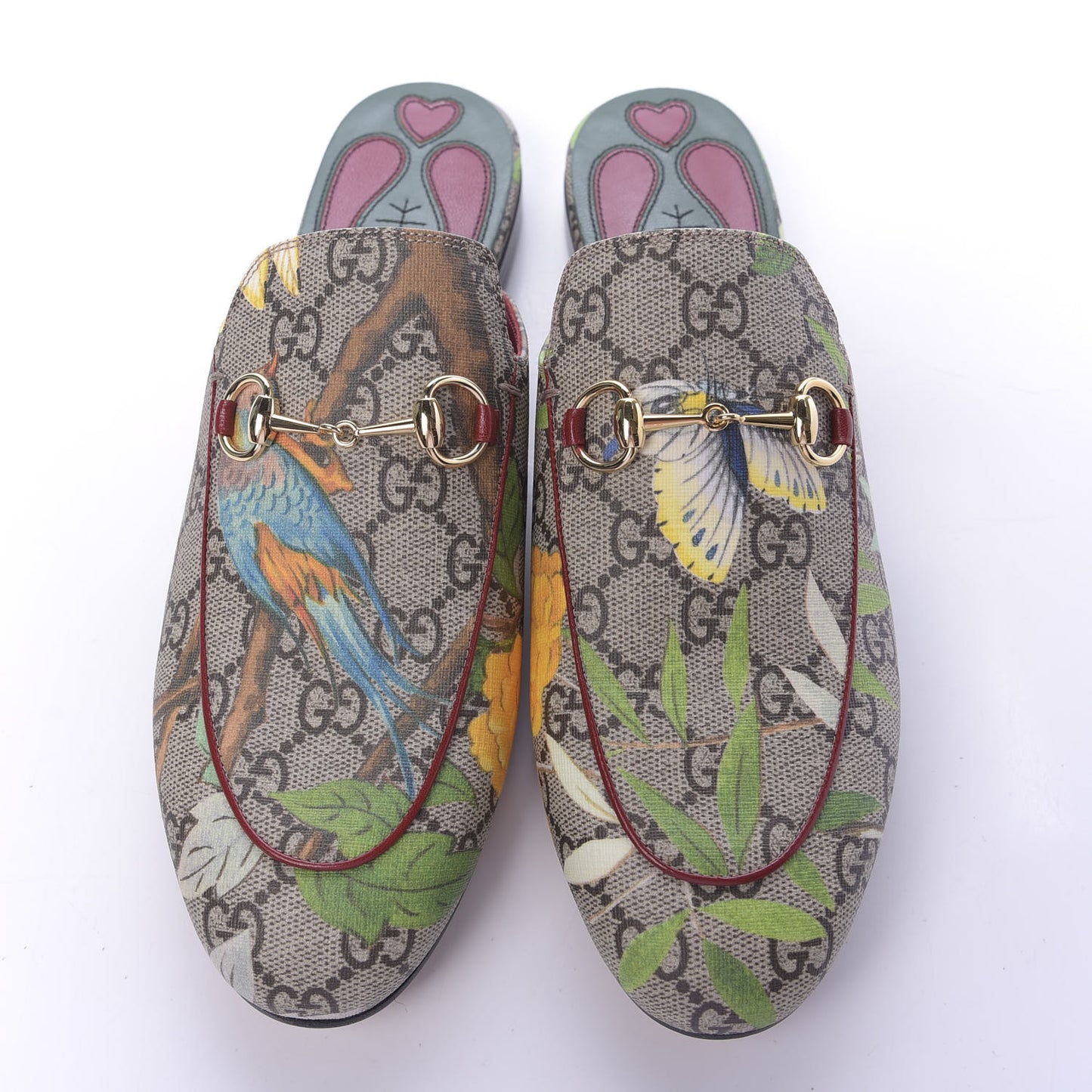 GG Supreme Monogram Tian Womens Princetown Slippers 38.5 Beige Ebony Multicolor