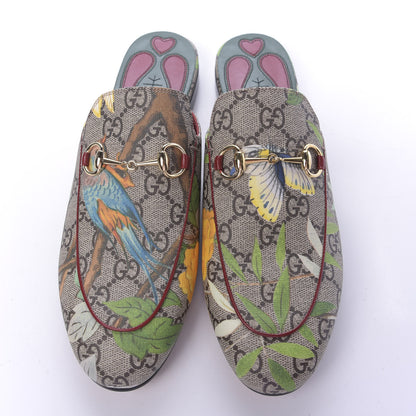 Gucci GG Supreme Monogram Tian Womens Princetown Slippers 38.5 Beige Ebony Multicolor 5 of 10