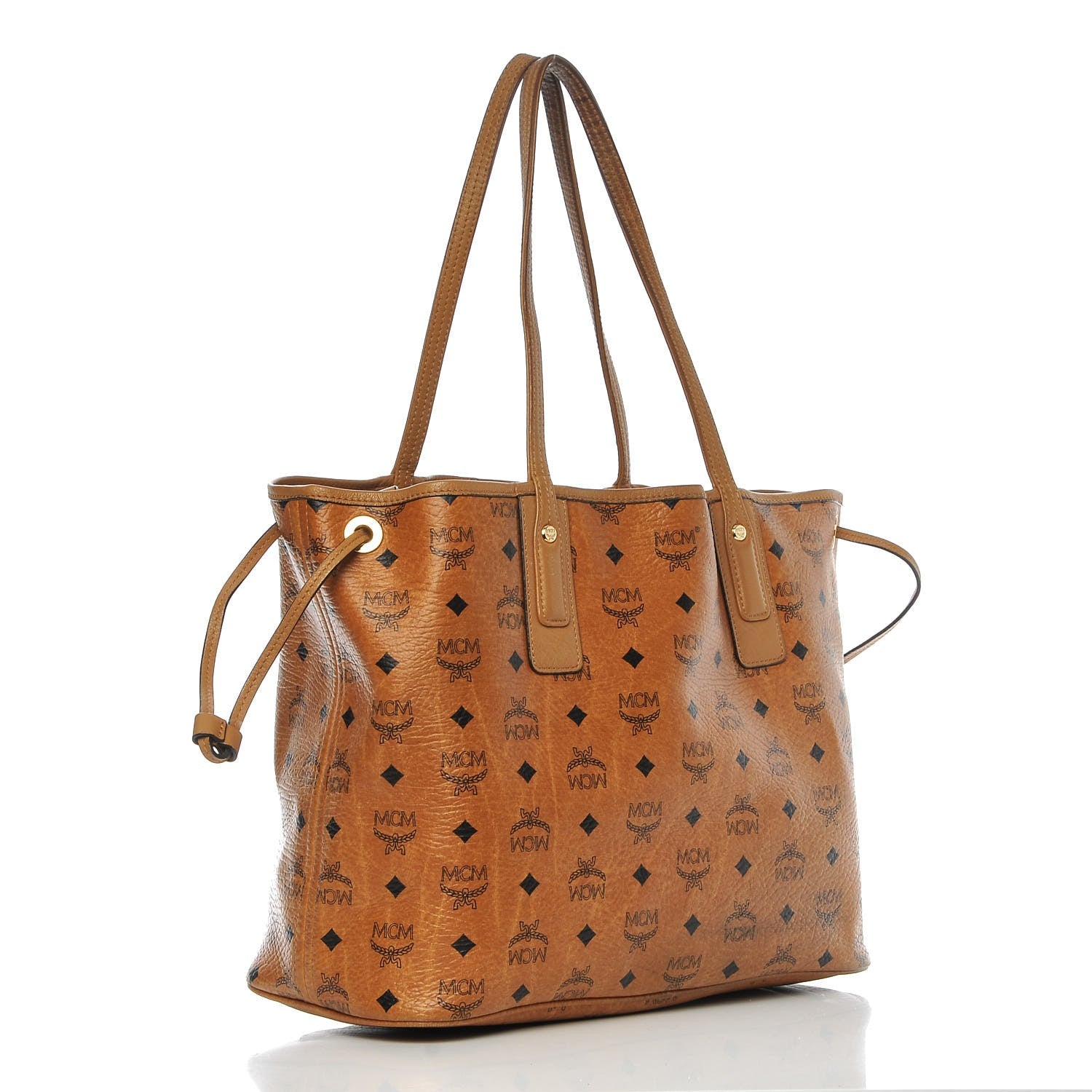 MCM Visetos Medium Liz Reversible Shopper Tote Cognac 3 of 15