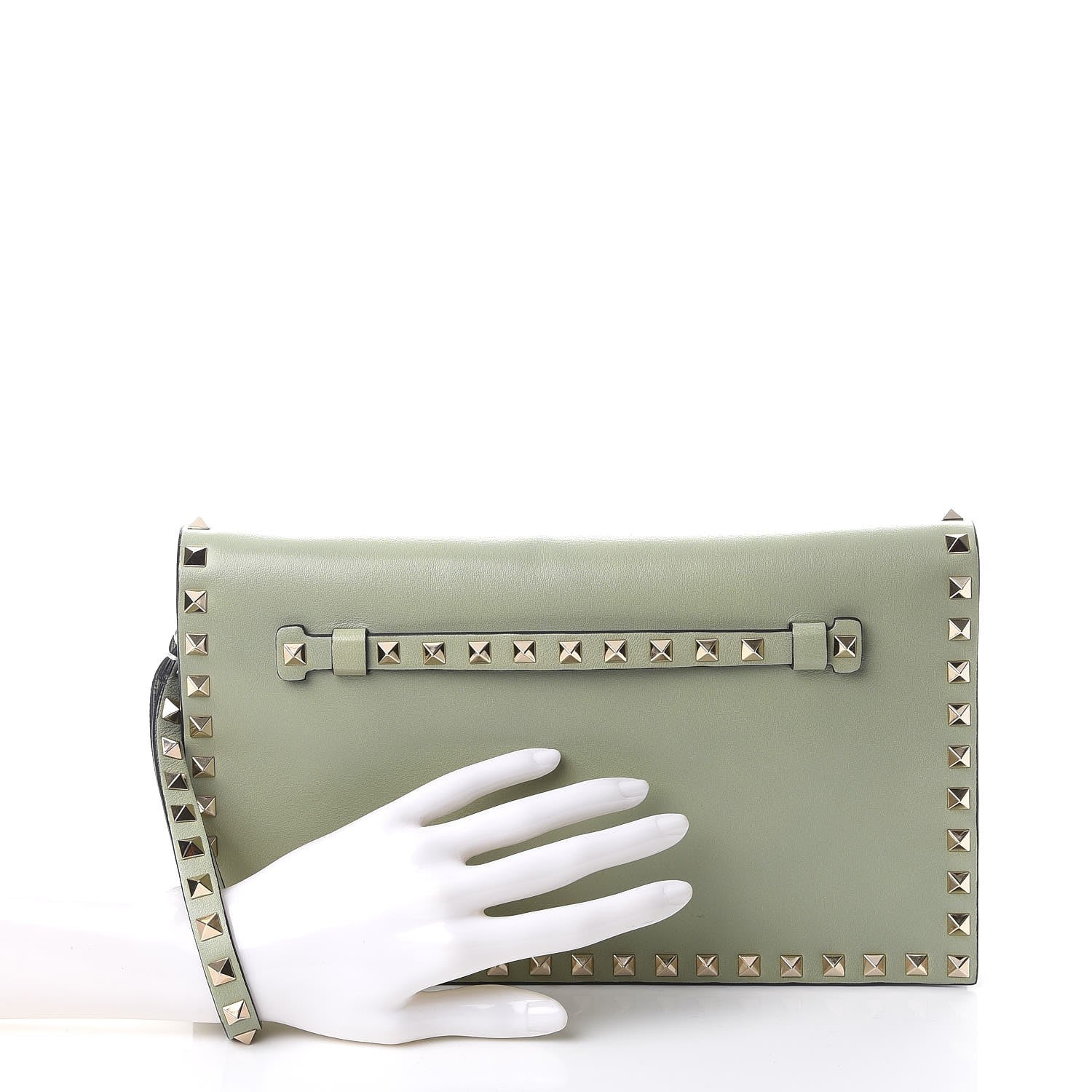 Valentino Garavani Nappa Rockstud Wristlet Clutch Green Tea Sorbet 2 of 8