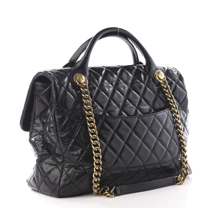 Chanel Glazed Calfskin Large Castle Rock Flap Black 2 of 9