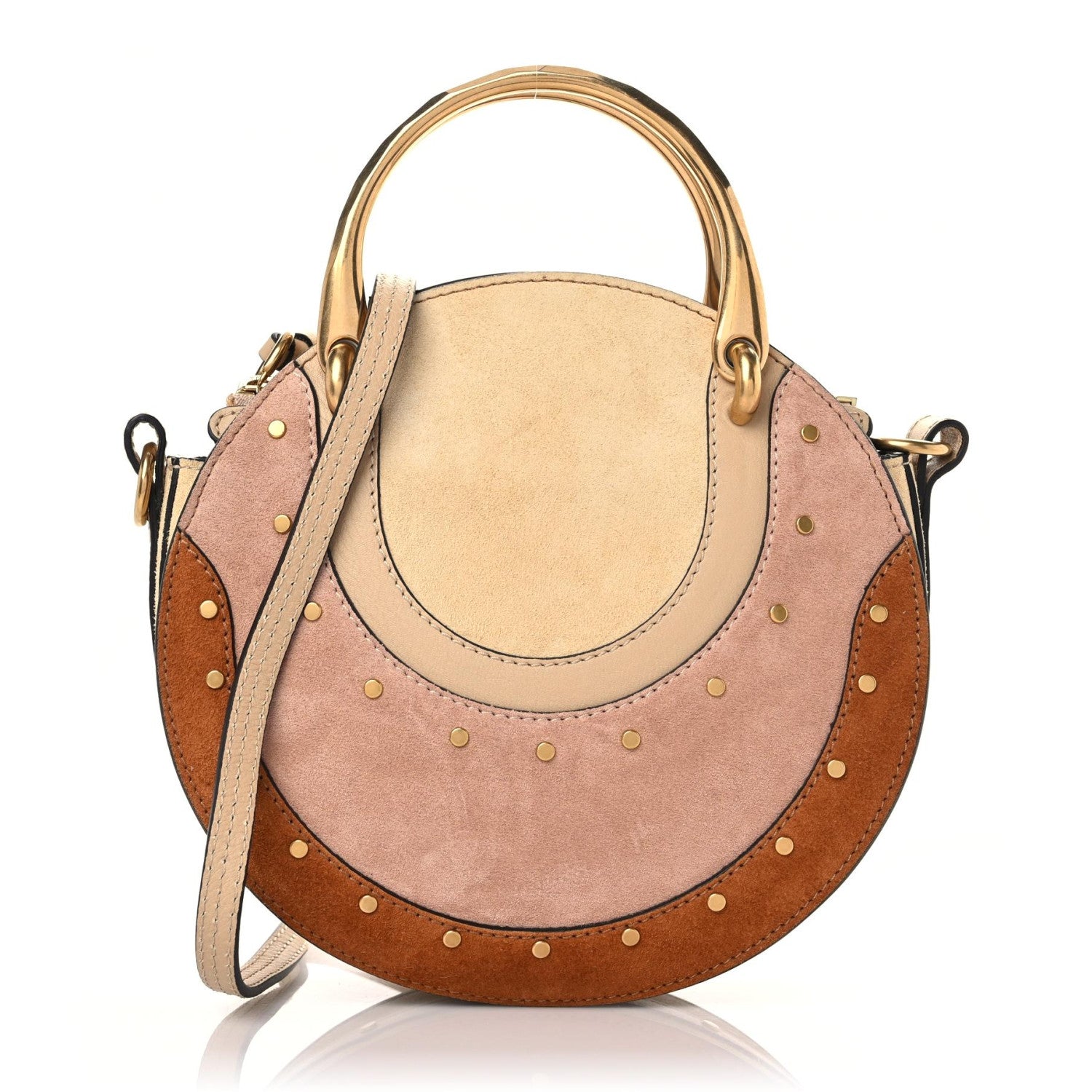 Chloe Smooth Calfskin Suede Patchwork Studded Small Pixie Bag Pearl Beige 1 of 10