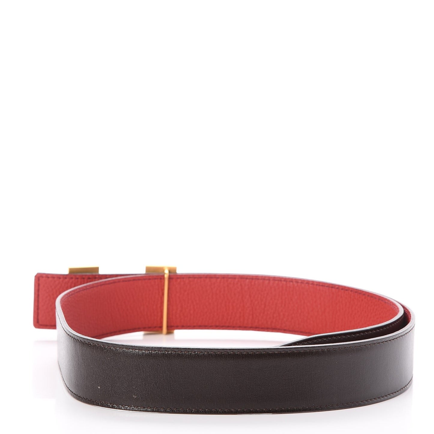 Box Togo 32mm H Belt 95 Chocolate Rouge Garance