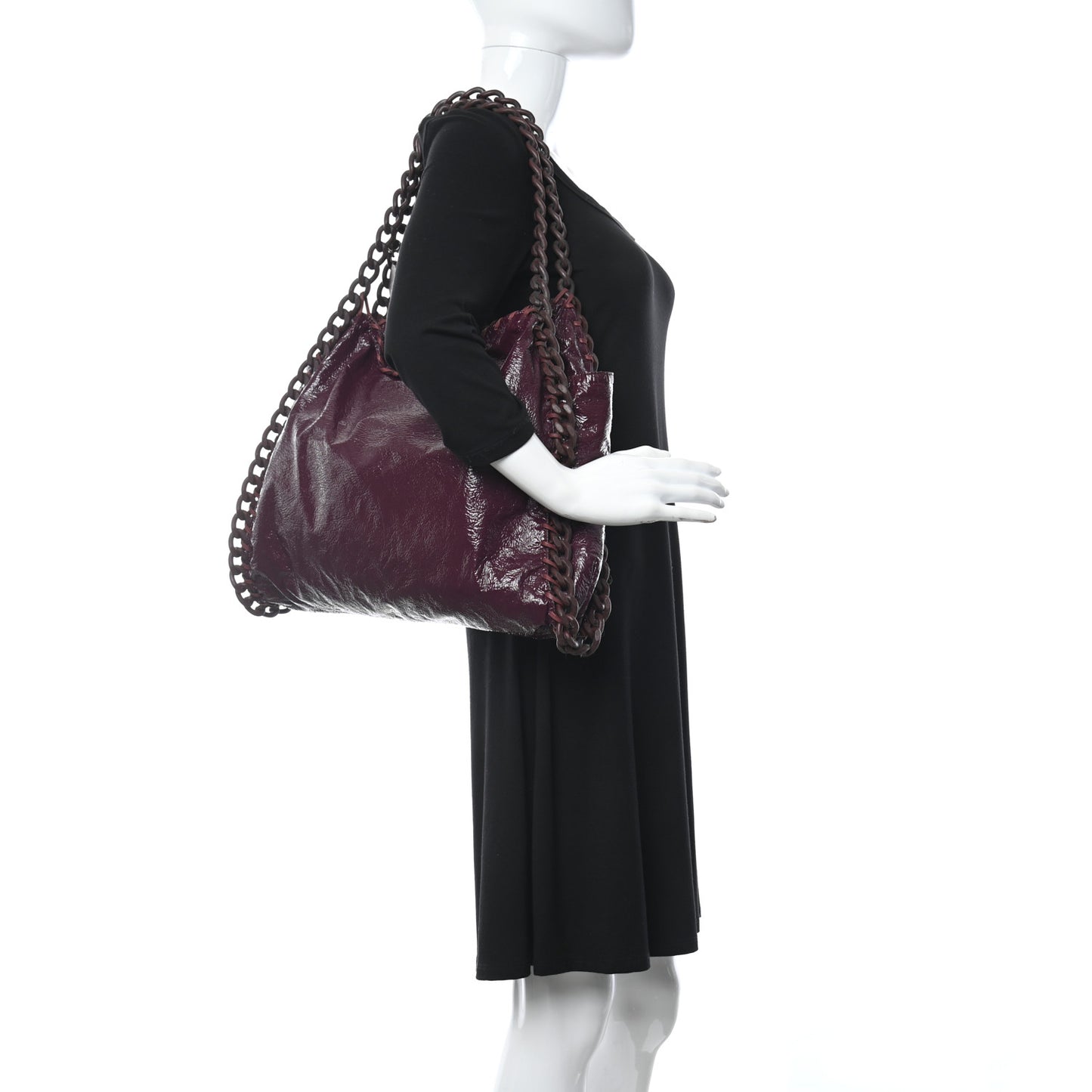 Eco Alter Crinkled Patent Small Falabella Tote Burgundy