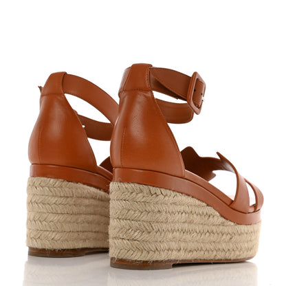 Hermes Goatskin Elda Espadrille Wedge Sandals 35 Natural 4 of 9