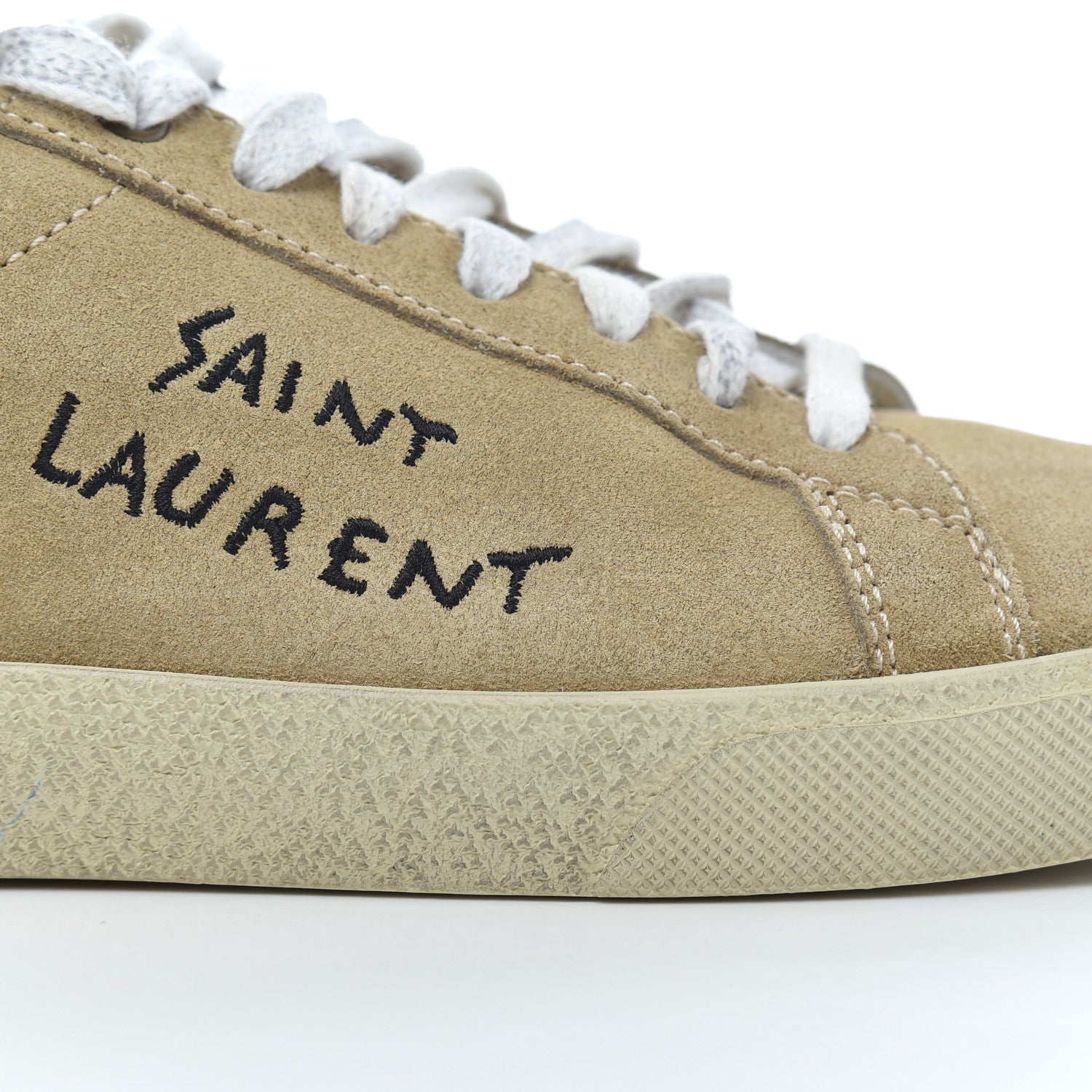Saint Laurent Distressed Suede Womens Court Classic Sneakers 38 Desert 11 of 22