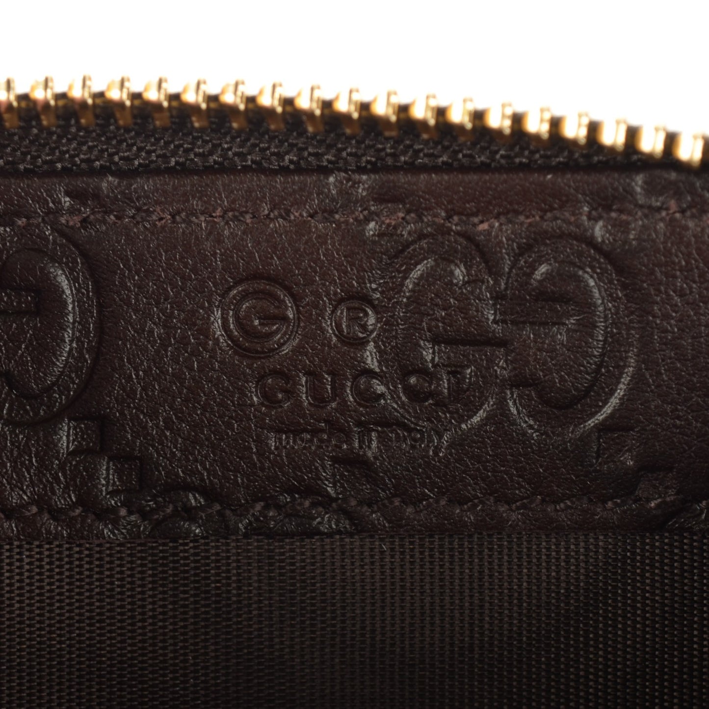 Guccissima Zip Around Coin Purse Wallet Dark Brown