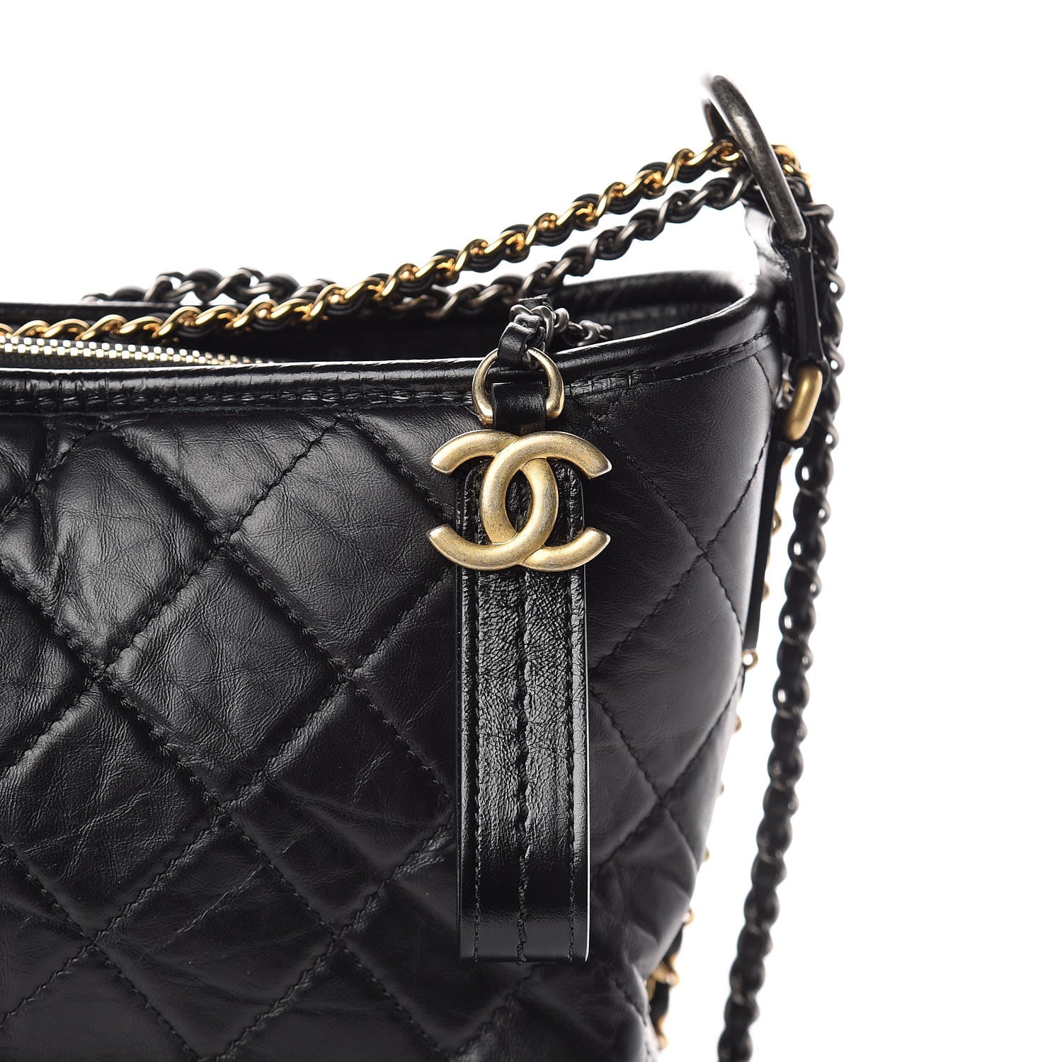 Chanel Aged Calfskin Quilted Medium Gabrielle Hobo Black 10 of 11