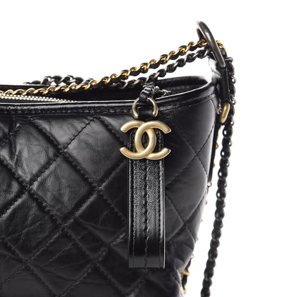 Chanel Aged Calfskin Quilted Medium Gabrielle Hobo Black 10 of 11