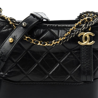 Chanel Aged Calfskin Quilted Small Gabrielle Hobo Black 10 of 11