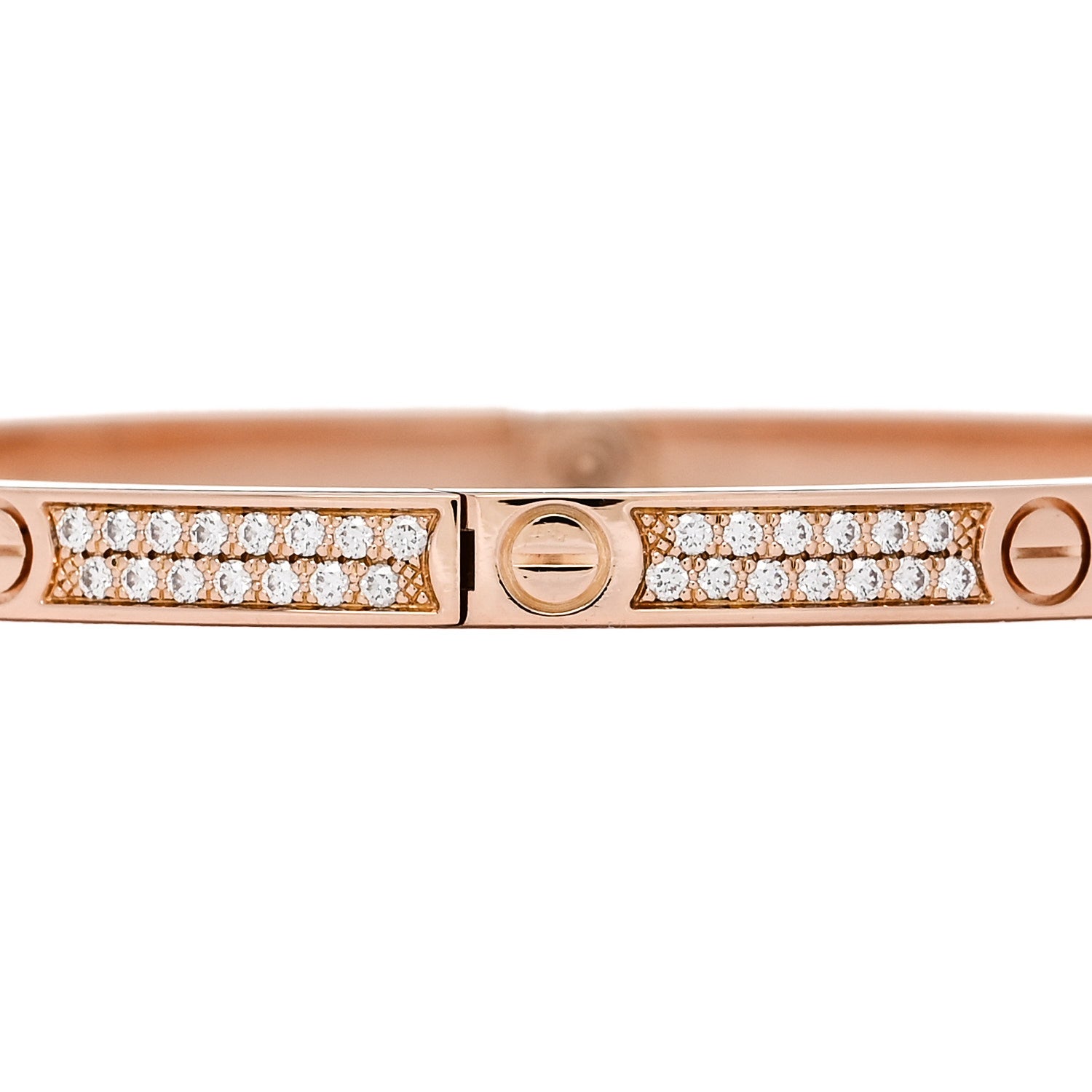 Cartier 18K Pink Gold Diamond Small LOVE Paved Bracelet 17 3 of 6