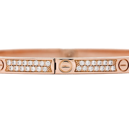 Cartier 18K Pink Gold Diamond Small LOVE Paved Bracelet 17 3 of 6