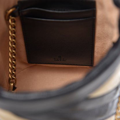 Gucci Azalea Calfskin Matelasse Diagonal Patchwork Mini Torchon GG Marmont 2.0 Bucket Bag Black Beige Romantic Cerise 8 of 8