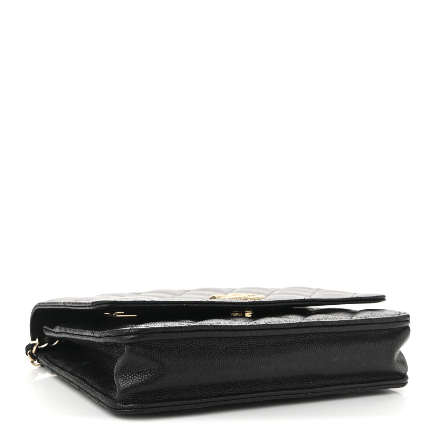 Chanel Caviar Quilted Textured CC Wallet On Chain WOC Black 4 of 12