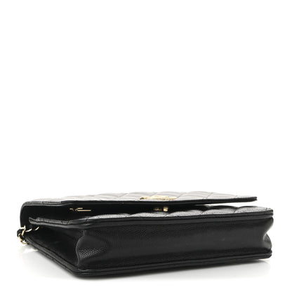 Chanel Caviar Quilted Textured CC Wallet On Chain WOC Black 4 of 12
