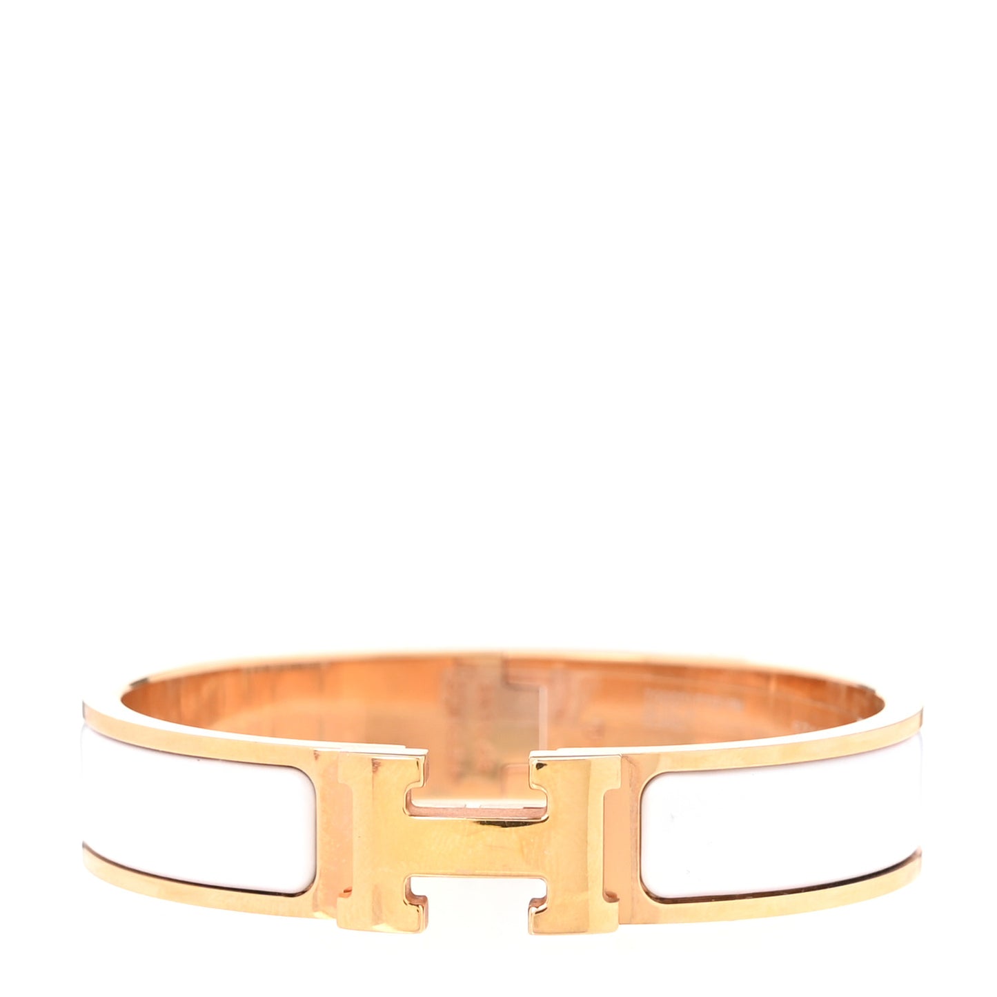 Enamel Narrow Clic Clac H Bracelet PM White
