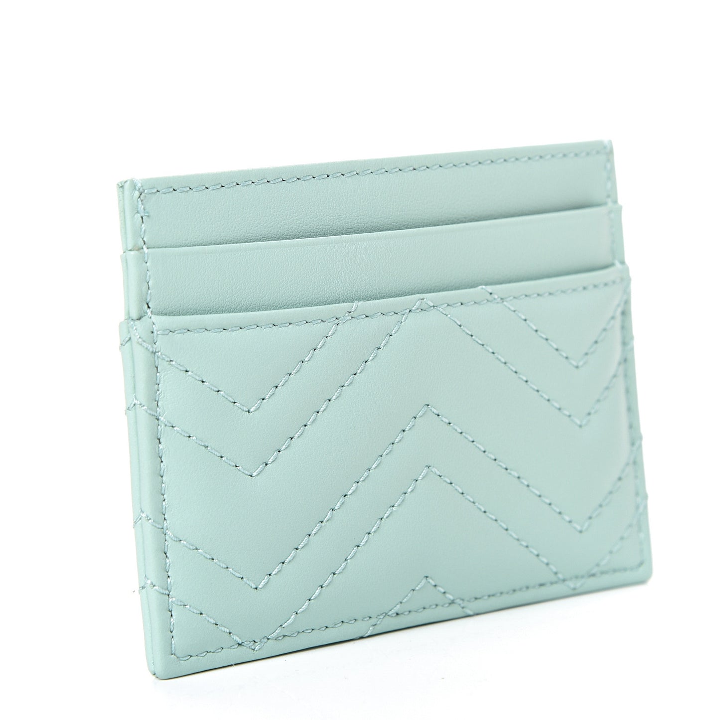 Calfskin Matelasse GG Marmont Card Holder Water Green