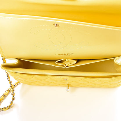 Chanel Lambskin Quilted Jumbo Double Flap Yellow 6 of 9