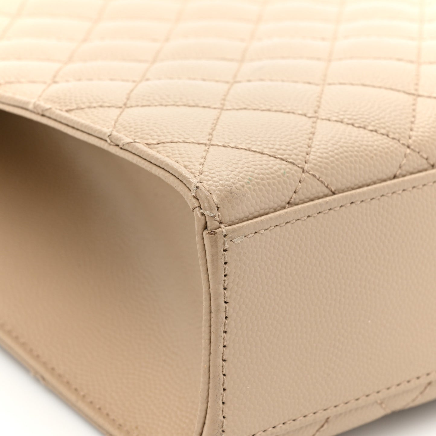 Grain De Poudre Mixed Matelasse Large Triquilt Monogram Satchel Dark Beige
